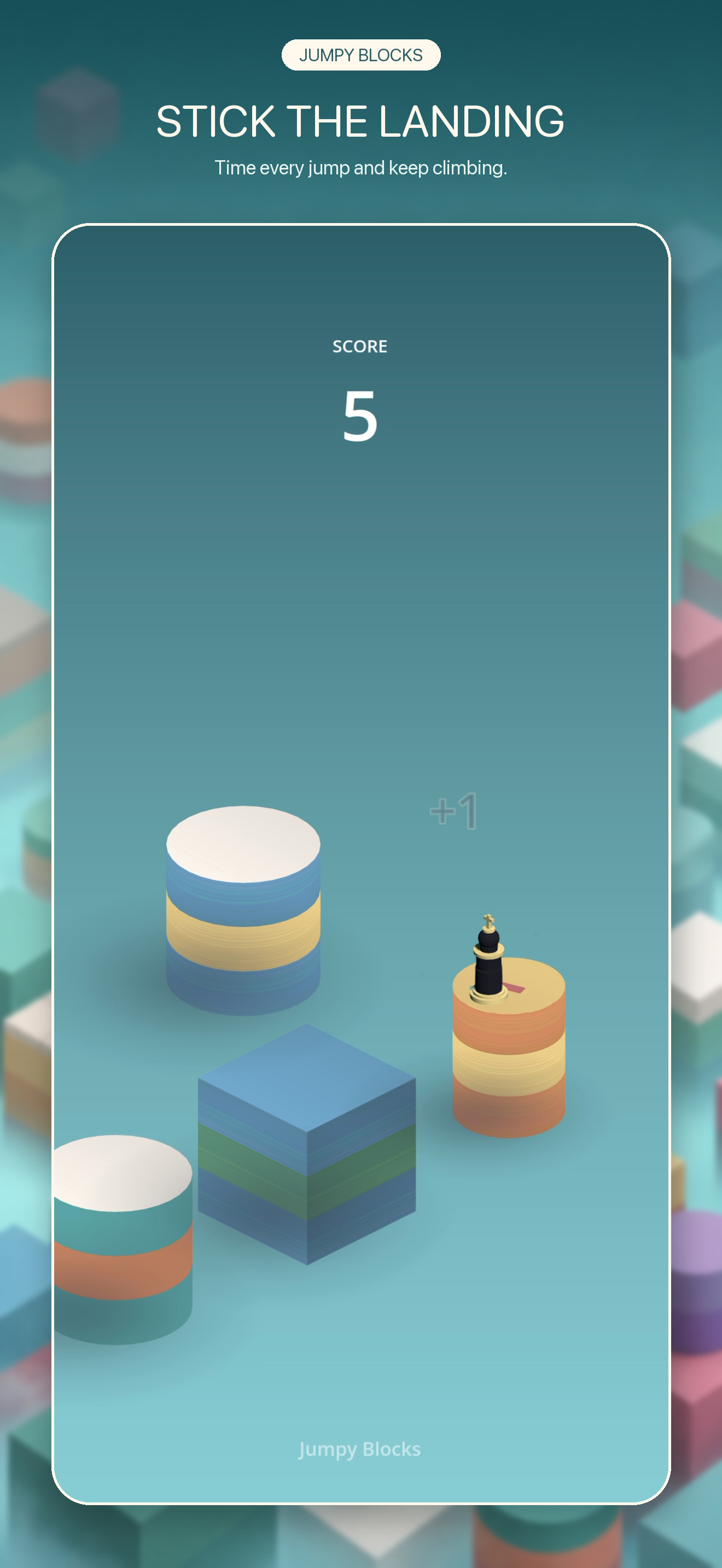 The King landing on a colorful platform in Jumpy Blocks